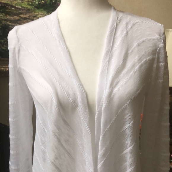 Cupio Lightweight Open Front High Low Flowy White Knit Cardigan Women’s Small - Picture 3 of 16